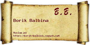 Borik Balbina névjegykártya